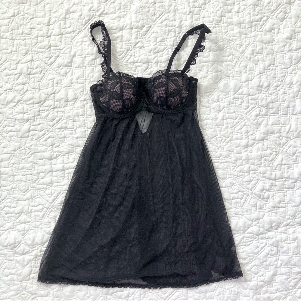 Sexy black lace babydoll